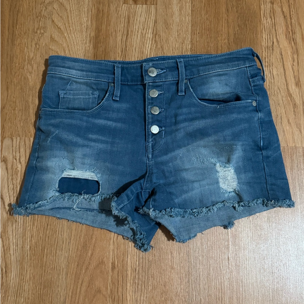 Distressed Blue Denim Shorts